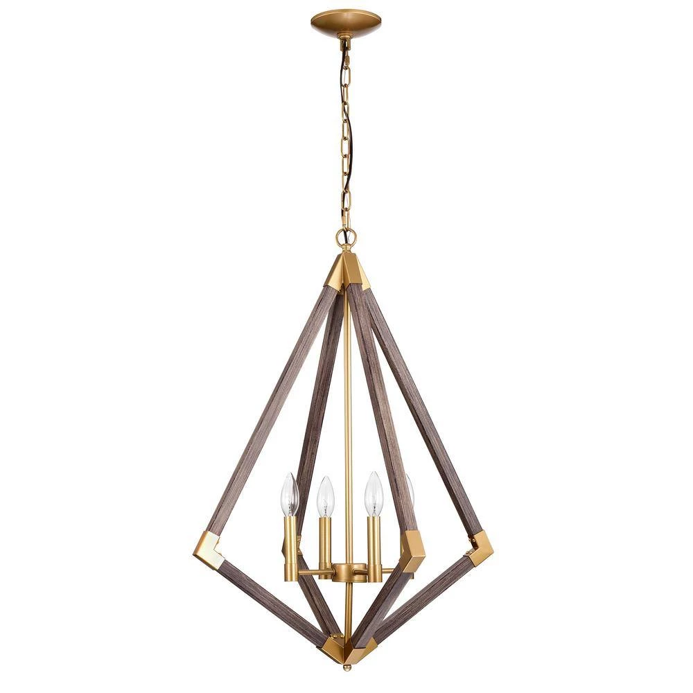 Kara 22 in. 4-Light Indoor Matte Gold Chandelier with Light Kit by Warehouse of Tiffany 7 Kara 22 in. 4-Light Indoor Matte Gold Chandelier with Light Kit by Warehouse of Tiffany - Image 5