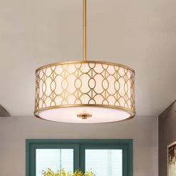 Corrigan 3-Light Matte Gold Indoor Chandelier with Light Kit by Warehouse of Tiffany -Warehouse of Tiffany Shop matte gold warehouse of tiffany chandeliers hm245 3mg 1f 1000