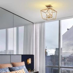 Jimmi 13 in. 4-Light Indoor Matte Gold Semi-Flush Mount Ceiling Light with Light Kit by Warehouse of Tiffany -Warehouse of Tiffany Shop matte gold warehouse of tiffany flush mount lights 2018 4sf 31 1000