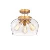 Sadie 12 in. 3-Light Indoor Matte Gold Semi-Flush Mount Light with Light Kit by Warehouse of Tiffany