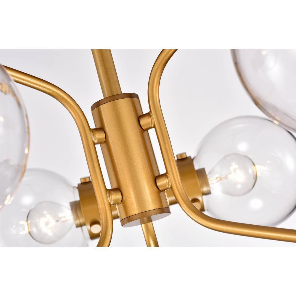 Jayda 12 in. 6-Light Matte Gold Indoor Semi-Flush Mount Light with Light Kit by Warehouse of Tiffany 5 Jayda 12 in. 6-Light Matte Gold Indoor Semi-Flush Mount Light with Light Kit by Warehouse of Tiffany - Image 3