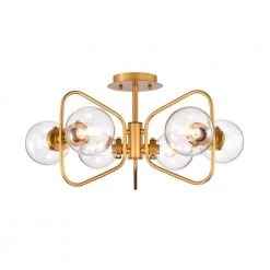 Jayda 12 in. 6-Light Matte Gold Indoor Semi-Flush Mount Light with Light Kit by Warehouse of Tiffany
