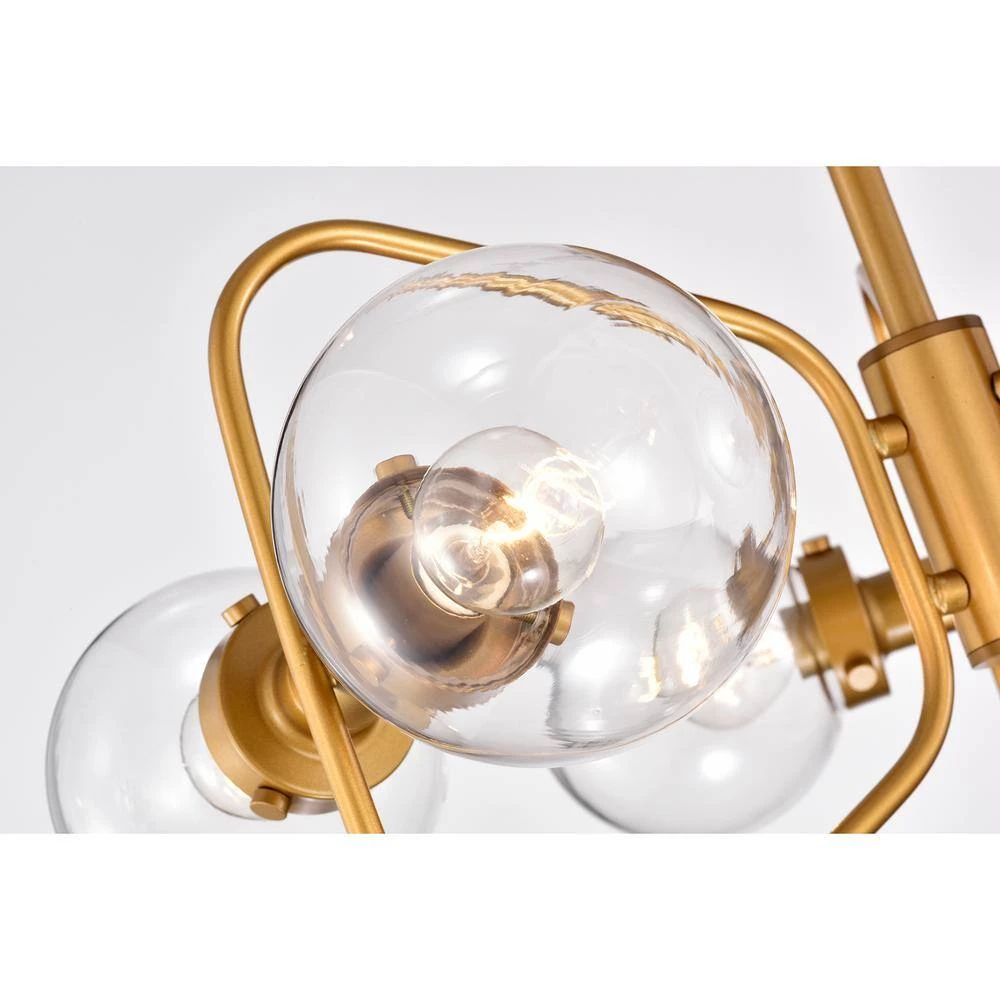 Jayda 12 in. 6-Light Matte Gold Indoor Semi-Flush Mount Light with Light Kit by Warehouse of Tiffany 4 Jayda 12 in. 6-Light Matte Gold Indoor Semi-Flush Mount Light with Light Kit by Warehouse of Tiffany - Image 2