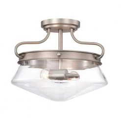 Tayla 11 in. 2-Light Indoor Matte Satin Semi-Flush Mount Ceiling Light with Light Kit by Warehouse of Tiffany