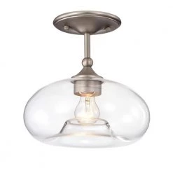 Amin 11 in. 1-Light Indoor Matte Satin Semi-Flush Mount Ceiling Light with Light Kit by Warehouse of Tiffany