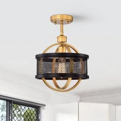 Bret 15.4 in. 1-Light Indoor Multi-Colored Finish Semi-Flush Mount Light with Light Kit by Warehouse of Tiffany 9 Bret 15.4 in. 1-Light Indoor Multi-Colored Finish Semi-Flush Mount Light with Light Kit by Warehouse of Tiffany -Warehouse of Tiffany Shop multicolored warehouse of tiffany flush mount lights cm249 1bxg 4f 1000