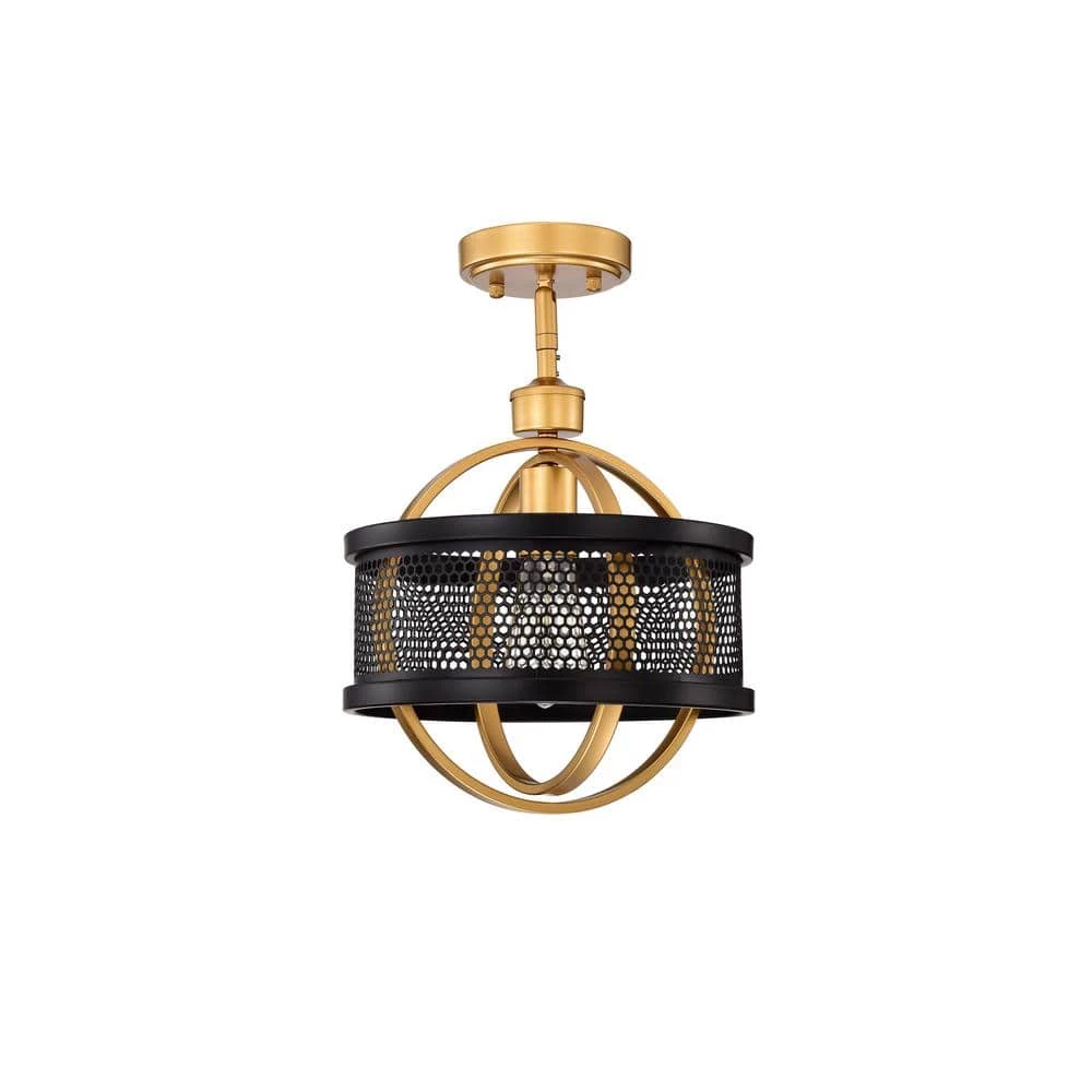 Bret 15.4 in. 1-Light Indoor Multi-Colored Finish Semi-Flush Mount Light with Light Kit by Warehouse of Tiffany 3 Bret 15.4 in. 1-Light Indoor Multi-Colored Finish Semi-Flush Mount Light with Light Kit by Warehouse of Tiffany