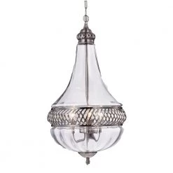 Permin Empire 3-Light Nickel Pendant by Warehouse of Tiffany