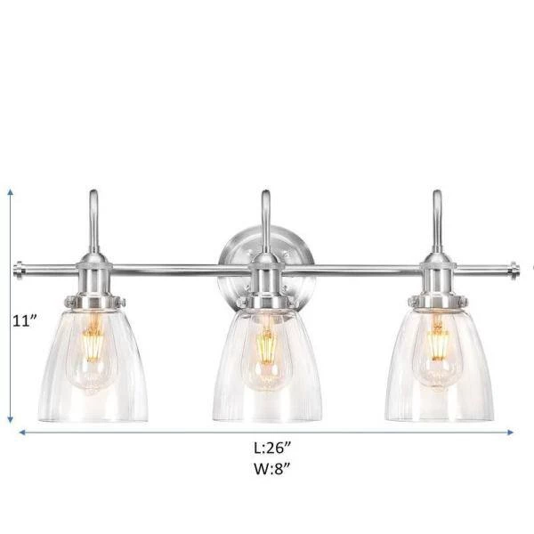 Annha 11 in. 3-Light Indoor Sand Nickel Finish Wall Sconce with Light Kit by Warehouse of Tiffany 5 Annha 11 in. 3-Light Indoor Sand Nickel Finish Wall Sconce with Light Kit by Warehouse of Tiffany - Image 3