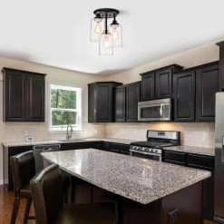 Harun 15.2 in. 3-Lights Oil Rubbed Bronze Indoor Semi-Flush Mount Light with Light Kit by Warehouse of Tiffany -Warehouse of Tiffany Shop oil rubbed bronze warehouse of tiffany flush mount lights cm237 3orb 31 1000