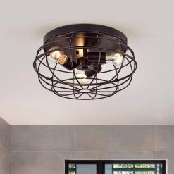 Sanah 7 in. 3-Light Indoor Oil Rubbed Bronze Finish Flush Mount Light with Light Kit by Warehouse of Tiffany -Warehouse of Tiffany Shop oil rubbed bronze warehouse of tiffany flush mount lights mx39 3br 1f 1000