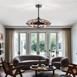 Dariin 28.3 in. 6-Light Indoor Matte Black Finish Ceiling Fan with Light Kit and Remote Included by Warehouse of Tiffany -Warehouse of Tiffany Shop oil rubbed finish warehouse of tiffany ceiling fans with lights dl03p02is 31 1000