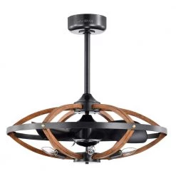 Dariin 28.3 in. 6-Light Indoor Matte Black Finish Ceiling Fan with Light Kit and Remote Included by Warehouse of Tiffany