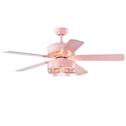 Funder 52 in. Indoor Star Pink Lighted Remote Controlled Ceiling Fan with Light Kit by Warehouse of Tiffany