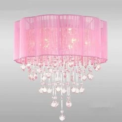 Eos 18 in. 4-Light Indoor Pink KIDS Flush Mount with Light Kit by Warehouse of Tiffany