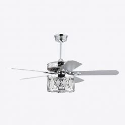 Cadella 52 in. 2-Light Polished Silver 5 Blades Lighted Ceiling Fan with Remote by Warehouse of Tiffany -Warehouse of Tiffany Shop polished chrome warehouse of tiffany ceiling fans with lights al02p01ch 4f 1000