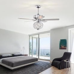 Wellas 52 in. 3-Light Indoor Polished Chrome Finish Ceiling Fan with Light Kit and Remote Control by Warehouse of Tiffany -Warehouse of Tiffany Shop polished chrome warehouse of tiffany ceiling fans with lights ay06y06cr 31 1000