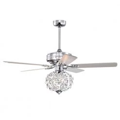 Wellas 52 in. 3-Light Indoor Polished Chrome Finish Ceiling Fan with Light Kit and Remote Control by Warehouse of Tiffany -Warehouse of Tiffany Shop polished chrome warehouse of tiffany ceiling fans with lights ay06y06cr 4f 1000