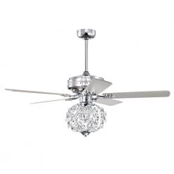 Wellas 52 in. 3-Light Indoor Polished Chrome Finish Ceiling Fan with Light Kit and Remote Control by Warehouse of Tiffany