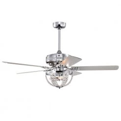 Santana 52 in. 3-Light Indoor Polished Chrome Finish Ceiling Fan with Light Kit by Warehouse of Tiffany -Warehouse of Tiffany Shop polished chrome warehouse of tiffany ceiling fans with lights ay13y13cr 4f 1000