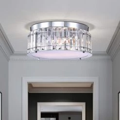 Collena 12 in. 2-Light Indoor Polished Chrome Flush Mount with Light Kit by Warehouse of Tiffany -Warehouse of Tiffany Shop polished chrome warehouse of tiffany flush mount lights 3002 2fmc 1f 1000