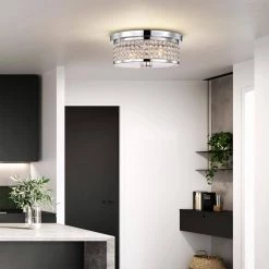 Pieni 12 in. 2-Light Indoor Polished Chrome Semi-Flush Mount Ceiling Light with Light Kit by Warehouse of Tiffany 19 Pieni 12 in. 2-Light Indoor Polished Chrome Semi-Flush Mount Ceiling Light with Light Kit by Warehouse of Tiffany -Warehouse of Tiffany Shop polished chrome warehouse of tiffany flush mount lights 6002 2fm 31 1000