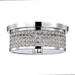 Pieni 12 in. 2-Light Indoor Polished Chrome Semi-Flush Mount Ceiling Light with Light Kit by Warehouse of Tiffany