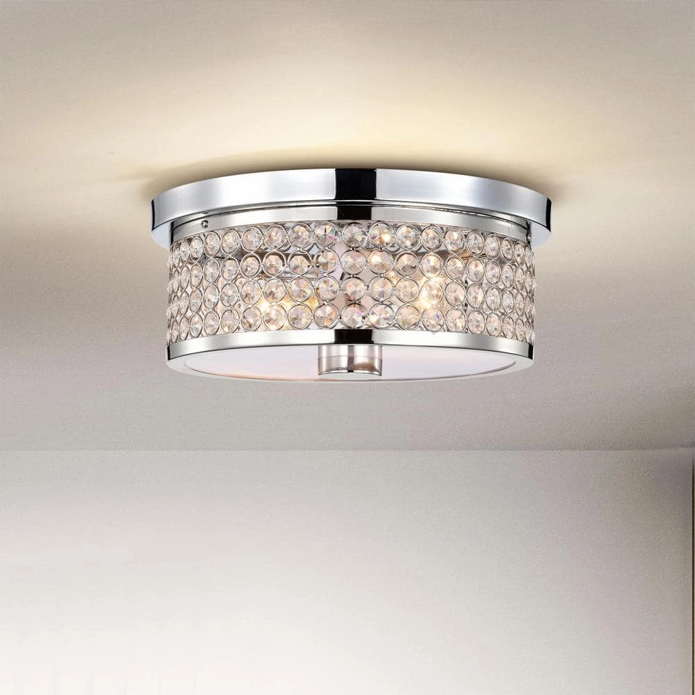 Pieni 12 in. 2-Light Indoor Polished Chrome Semi-Flush Mount Ceiling Light with Light Kit by Warehouse of Tiffany 6 Pieni 12 in. 2-Light Indoor Polished Chrome Semi-Flush Mount Ceiling Light with Light Kit by Warehouse of Tiffany - Image 4