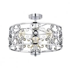 Alaya 18 in. Glam-Modern Drum Shade Semi Flush Mount 3-Light by Warehouse of Tiffany -Warehouse of Tiffany Shop polished chrome warehouse of tiffany flush mount lights cd030 3ch c3 1000