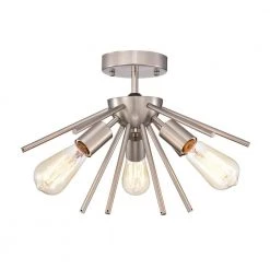 Caleb 11 in. 3-Light Polished Nickel Indoor Semi-Flush Mount Light with Light Kit by Warehouse of Tiffany