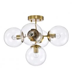 Haaris 20 in. 5-Light Indoor Polished Gold Semi-Flush Mount Ceiling Light with Light Kit and Remote by Warehouse of Tiffany