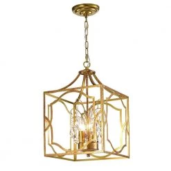 Carimid 15 in. 4-Light Indoor Rust Pendant Lamp with Light Kit by Warehouse of Tiffany
