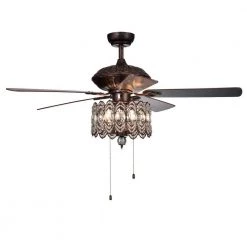 Mariposa 52 in. Rustic Bronze Chandelier Ceiling Fan with Light Kit by Warehouse of Tiffany