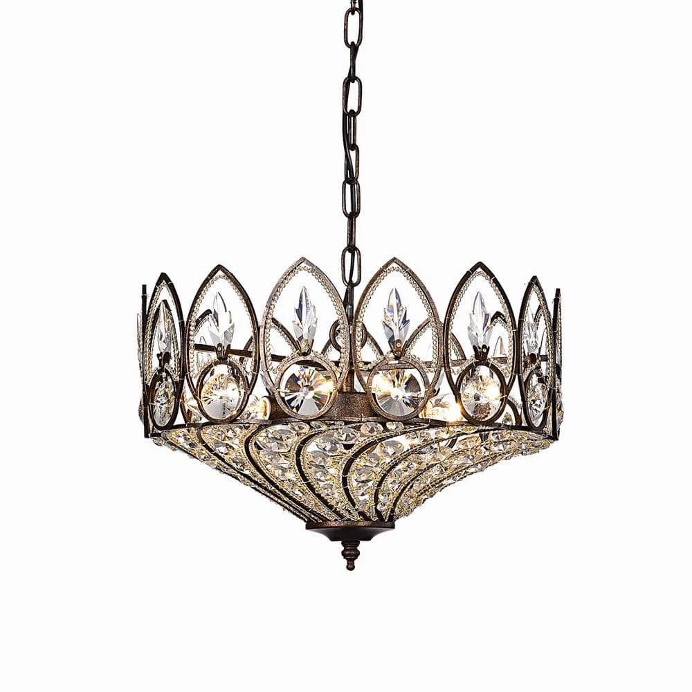 Fridrick 15 in. 3-Light Indoor Bronze Pendant Chandelier by Warehouse of Tiffany 3 Fridrick 15 in. 3-Light Indoor Bronze Pendant Chandelier by Warehouse of Tiffany