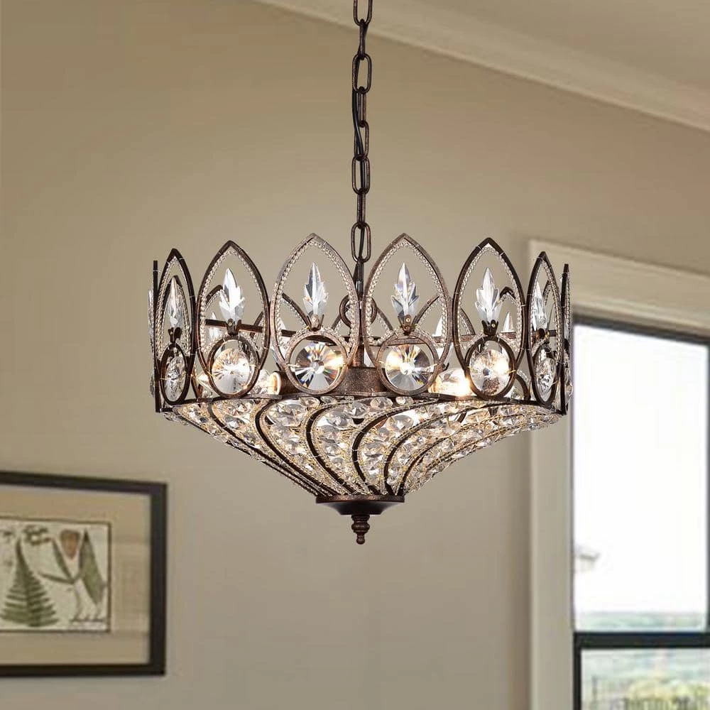 Fridrick 15 in. 3-Light Indoor Bronze Pendant Chandelier by Warehouse of Tiffany 4 Fridrick 15 in. 3-Light Indoor Bronze Pendant Chandelier by Warehouse of Tiffany - Image 2