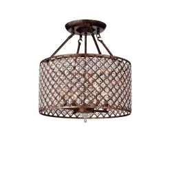 Estela 17 in. 4-Light Indoor Bronze Semi-Flush Chandelier by Warehouse of Tiffany
