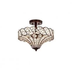 Maica 13 in. 4-Light Indoor Rustic Bronze Finish Semi-Flush Mount Ceiling Light with Light Kit by Warehouse of Tiffany