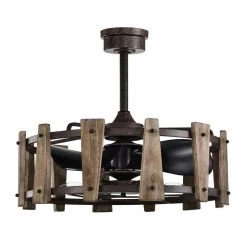 Woody 25 in. 6-Light Indoor Rustic Copper Ceiling Fan with Light Kit by Warehouse of Tiffany