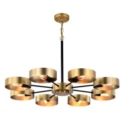 Vibiana 32 in. 8-Light Indoor Satin Brass Chandelier with Light Kit by Warehouse of Tiffany -Warehouse of Tiffany Shop satin brass warehouse of tiffany chandeliers pd026 8bs 4f 1000