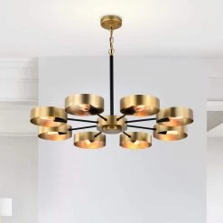 Vibiana 32 in. 8-Light Indoor Satin Brass Chandelier with Light Kit by Warehouse of Tiffany