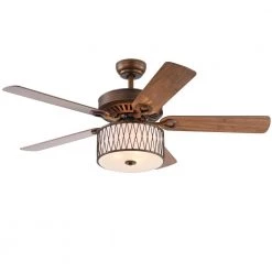 Jan 52 in. Bronze Indoor Remote Controlled Ceiling Fan with Light Kit by Warehouse of Tiffany