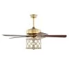 Adsila 52 in. 3-Light Indoor Satin Gold Ceiling Fan Chandelier with Light Kit and Remote Control by Warehouse of Tiffany