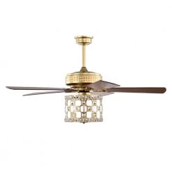 Adsila 52 in. 3-Light Indoor Satin Gold Ceiling Fan Chandelier with Light Kit and Remote Control by Warehouse of Tiffany