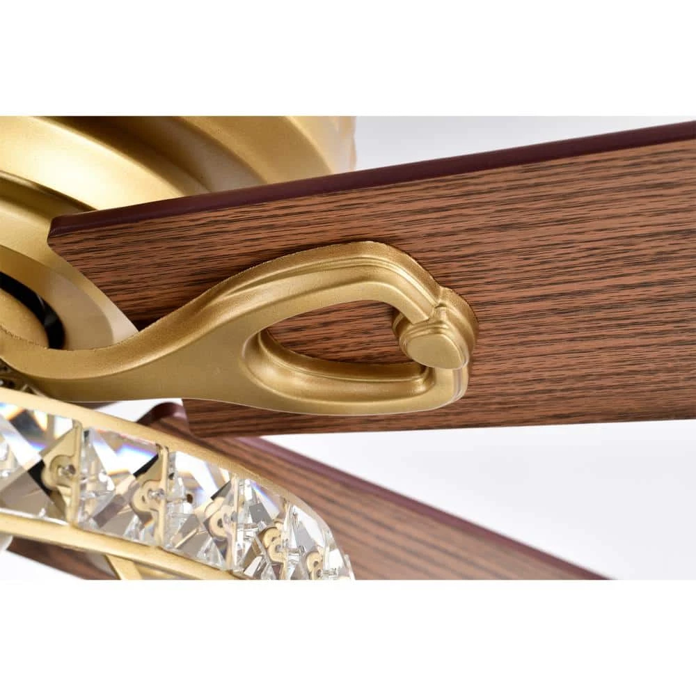 Adsila 52 in. 3-Light Indoor Satin Gold Ceiling Fan Chandelier with Light Kit and Remote Control by Warehouse of Tiffany 10 Adsila 52 in. 3-Light Indoor Satin Gold Ceiling Fan Chandelier with Light Kit and Remote Control by Warehouse of Tiffany - Image 8