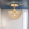 Laverna 9.4 in. 1-Light Indoor Satin Gold Semi-Flush Mount Ceiling Light with Light Kit and Remote by Warehouse of Tiffany -Warehouse of Tiffany Shop satin gold warehouse of tiffany flush mount lights 6001 1sf 64 1000