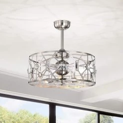 Gio 24 in. 6-Light Indoor Satin Nickel Ceiling Fan with Light Kit and Remote by Warehouse of Tiffany -Warehouse of Tiffany Shop satin nickel warehouse of tiffany ceiling fans with lights dw01w47sn c3 1000