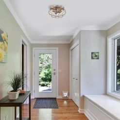 Antoine 7 in. 3-Light Indoor Satin Nickel Finish Flush Mount Light with Light Kit by Warehouse of Tiffany -Warehouse of Tiffany Shop satin nickel warehouse of tiffany flush mount lights mx39 3sn 31 1000