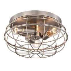 Antoine 7 in. 3-Light Indoor Satin Nickel Finish Flush Mount Light with Light Kit by Warehouse of Tiffany