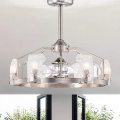 Luciala 28 in. 6-Light Indoor Satin Silver Ceiling Fan with Light Kit by Warehouse of Tiffany