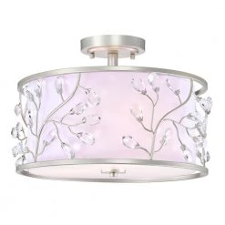 Lala 20 in. 3-Light Indoor Satin Silver Semi-Flush Mount Ceiling Light with Light Kit and Remote by Warehouse of Tiffany -Warehouse of Tiffany Shop satin silver warehouse of tiffany flush mount lights fc10008 3as 1f 1000